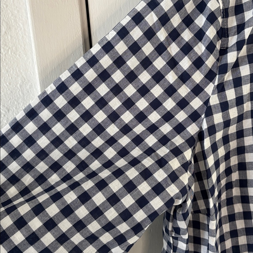 J Crew navy white gingham long sleeve button down cotton shirt Size XXL - Picture 4 of 9
